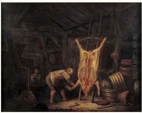 Le Cochon Ecorche Oil Painting by Frans, Francois Ryckhals