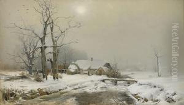 Skanegard I Sno Oil Painting by Gustaf Rydberg