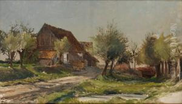 Skansk Bondgard Oil Painting by Gustaf Rydberg