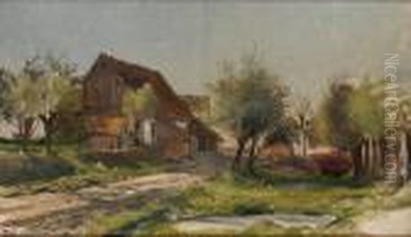 Skansk Bondgard Oil Painting by Gustaf Rydberg