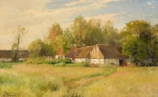 Landskap Med Skanegard Oil Painting by Gustaf Rydberg