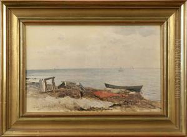 Kustmotiv Fran Skane, Signerad Gust. Rydberg, Utford 1905 Oil Painting by Gustaf Rydberg