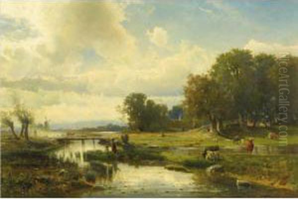 Cattle At Pasture Oil Painting by Gustaf Rydberg