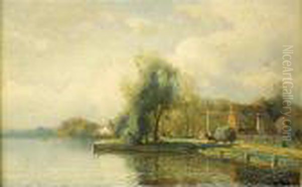 Landscape With Pond Oil Painting by Gustaf Rydberg