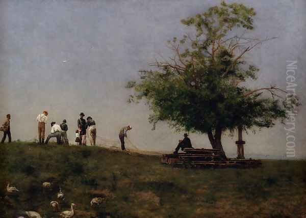 Mending the Net Oil Painting by Thomas Cowperthwait Eakins