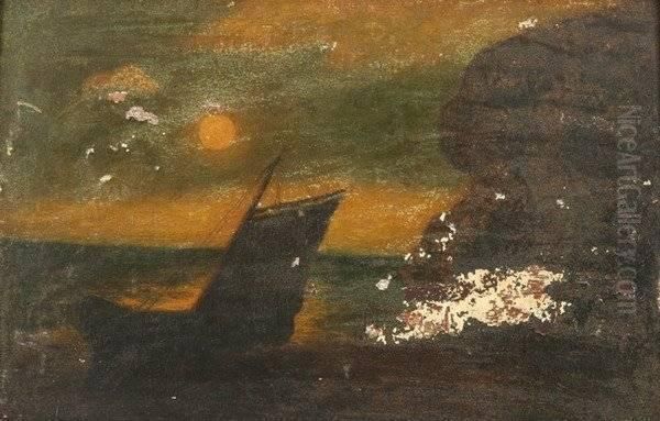 In The Shadow Of The Cliff Oil Painting by Albert Pinkham Ryder