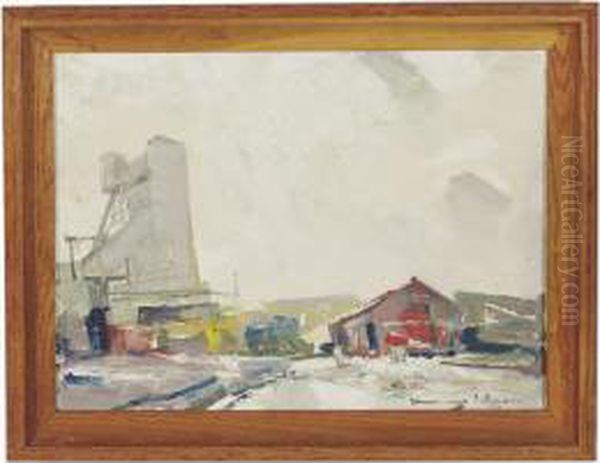 Industrial Winter Landscape Oil Painting by Chauncey Foster Ryder