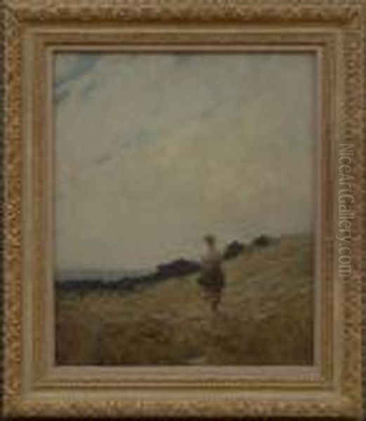 Walking Through The Meadow Oil Painting by Chauncey Foster Ryder