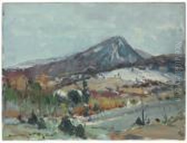 Mountain Winter Scene Oil Painting by Chauncey Foster Ryder