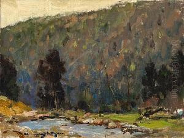 Trout Stream Oil Painting by Chauncey Foster Ryder