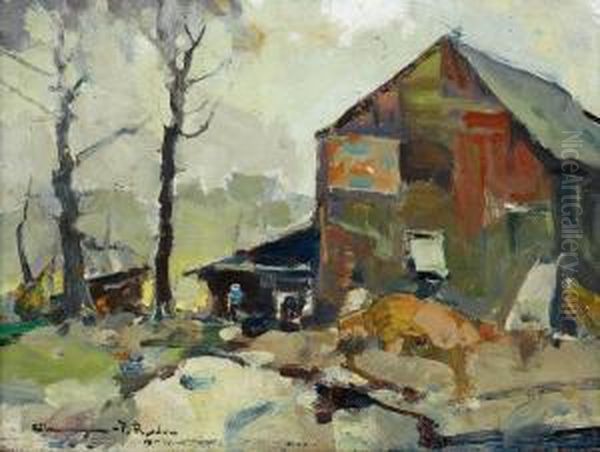 The Cider Mill Oil Painting by Chauncey Foster Ryder