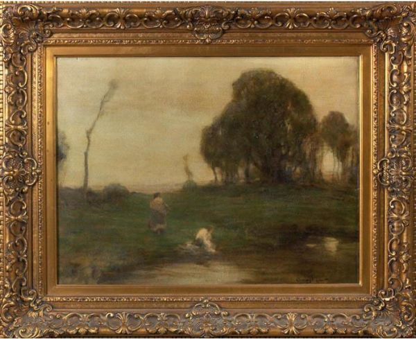 Landscape With Figures Oil Painting by Chauncey Foster Ryder