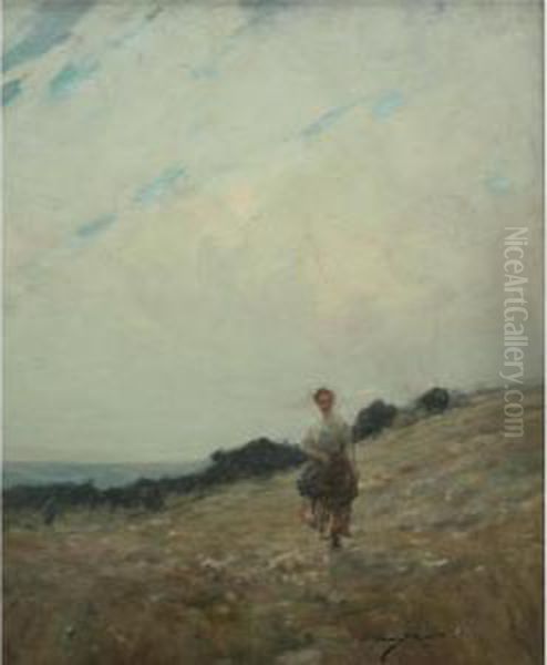 Walking The Hills Oil Painting by Chauncey Foster Ryder