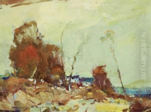 Autumn Landscape With House Oil Painting by Chauncey Foster Ryder