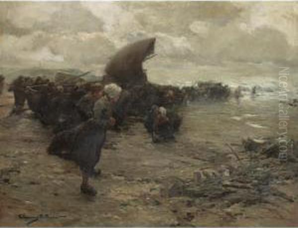 That Which The Sea Gives Up (ce Que Rende La Mer); (what Will The End Be?) Oil Painting by Chauncey Foster Ryder