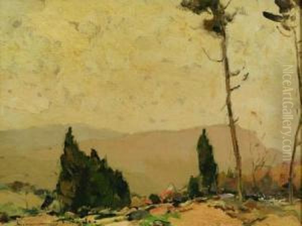 Trees On A Hill Oil Painting by Chauncey Foster Ryder