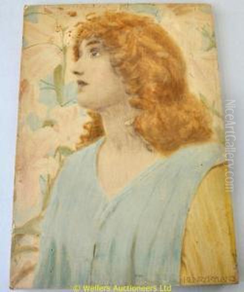 Girl With Lilies Oil Painting by Henry Ryland