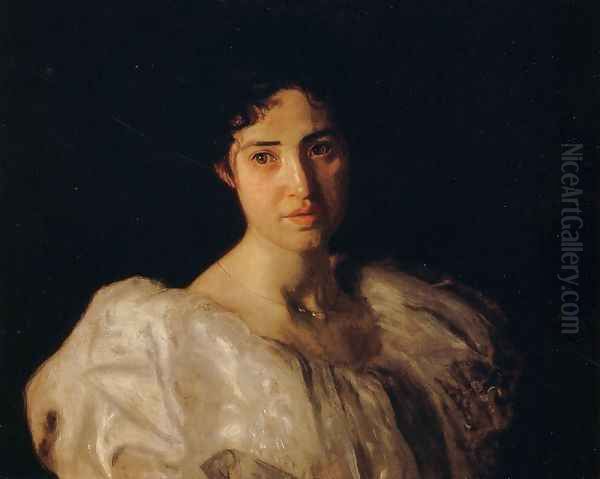 Portrait of Lucy Lewis Oil Painting by Thomas Cowperthwait Eakins