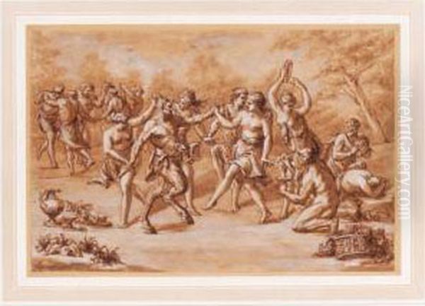 Bacchanal Oil Painting by John Michael Rysbrack