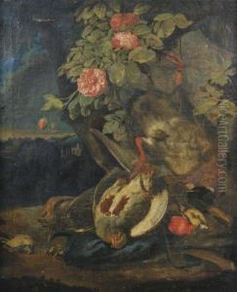 Nature Morte Au Trophee De Chasse Dans Un Paysage Oil Painting by Pieter Andreas Rysbrack