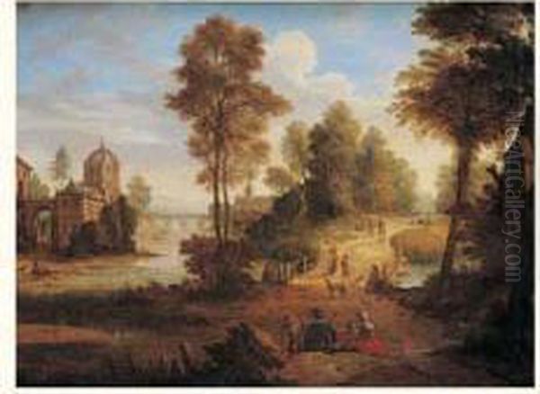 Vue D'une Forteresse Pres D'une Riviere Oil Painting by Pieter Rysbrack