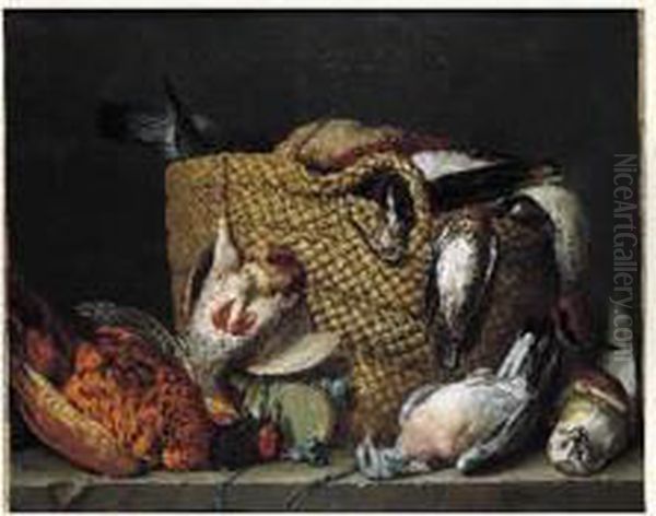 Nature Morte A La Sarcelle, Pigeon Ramier, Perdreau Gris,becasse,
 Grive Et Faisan Oil Painting by Pieter Rysbrack