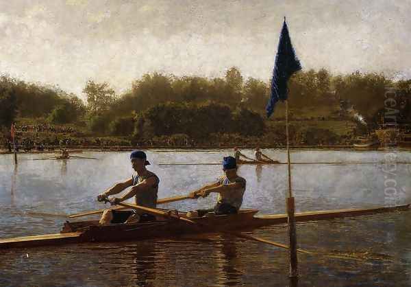 The Biglin Brothers Turning the Stake Oil Painting by Thomas Cowperthwait Eakins