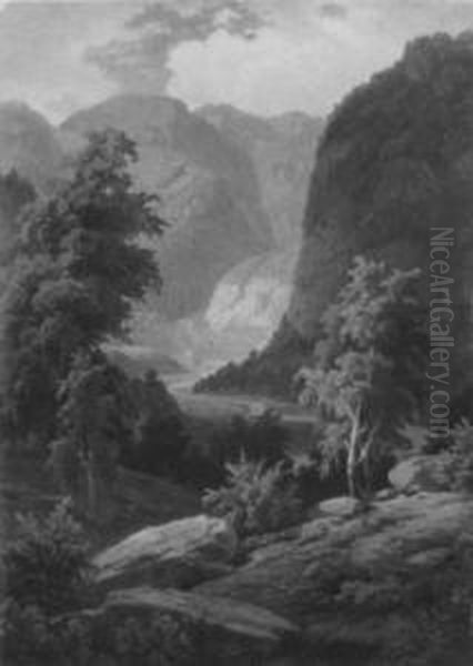 Gebirgslandschaft Oil Painting by Georg-Eduard Otto Saal