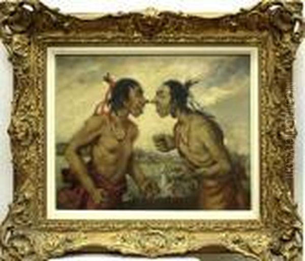 Los Dos Rivales Oil Painting by Daniel Sabater Y Salabert