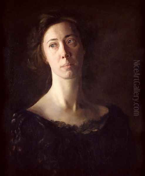 Portrait of Clara J. Mather Oil Painting by Thomas Cowperthwait Eakins