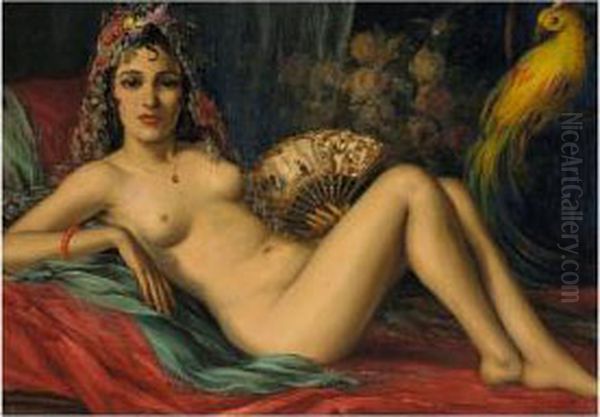 La Maja Moderna (spanish Maja) Oil Painting by Daniel Sabater Y Salabert