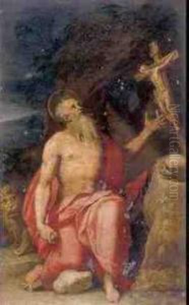 Saint Jerome In The Wilderness Oil Painting by Lorenzo Sabatini