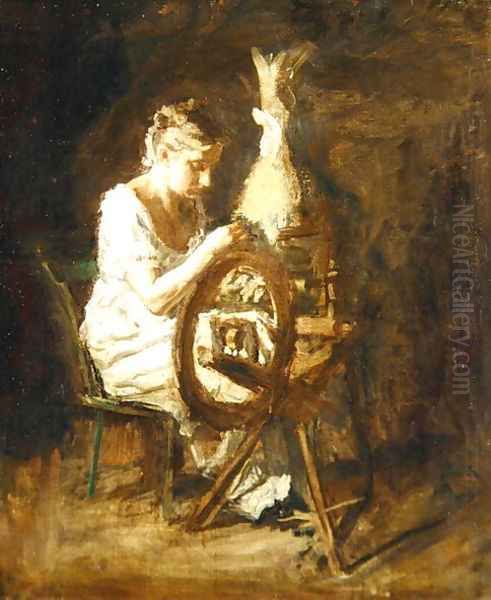 The Spinner Oil Painting by Thomas Cowperthwait Eakins