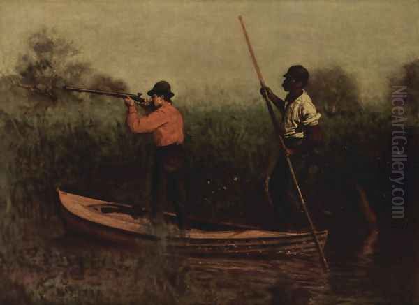 Will Schuster und ein Schwarzer auf Rallenjagd Oil Painting by Thomas Cowperthwait Eakins