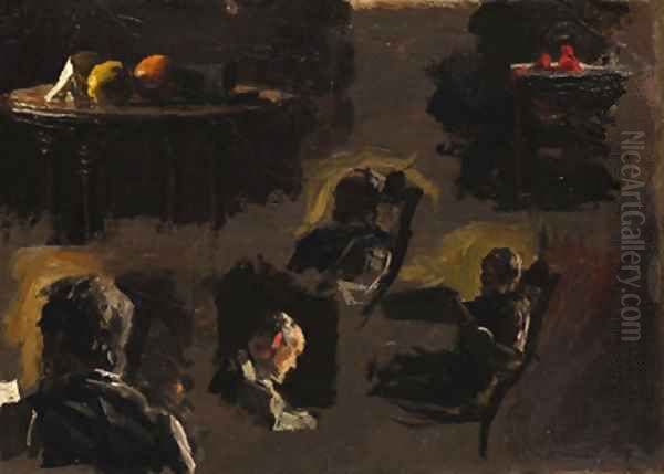 Group of Sketches Eakins' Father, Table with Oranges Oil Painting by Thomas Cowperthwait Eakins