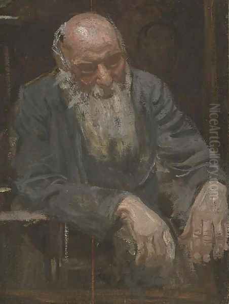 A Study of an Old Man Oil Painting by Thomas Cowperthwait Eakins