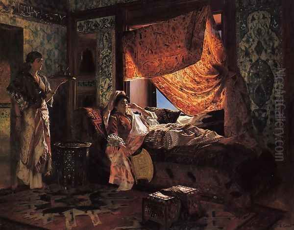 A Moorish Interior Oil Painting by Rudolph Ernst