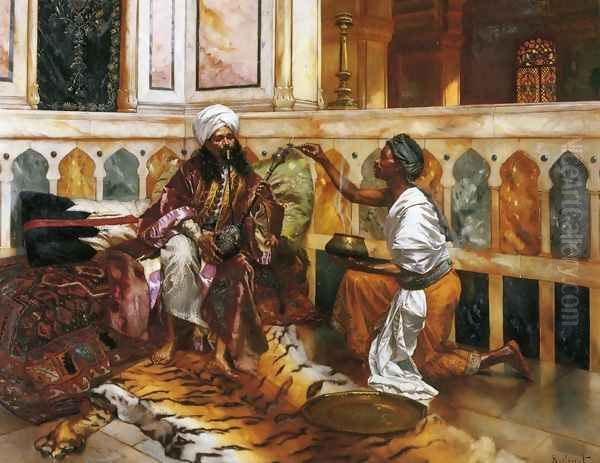 Preparing the Hookah Oil Painting by Rudolph Ernst