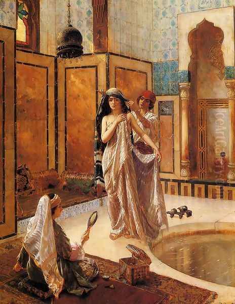 The Harem Bath Oil Painting by Rudolph Ernst