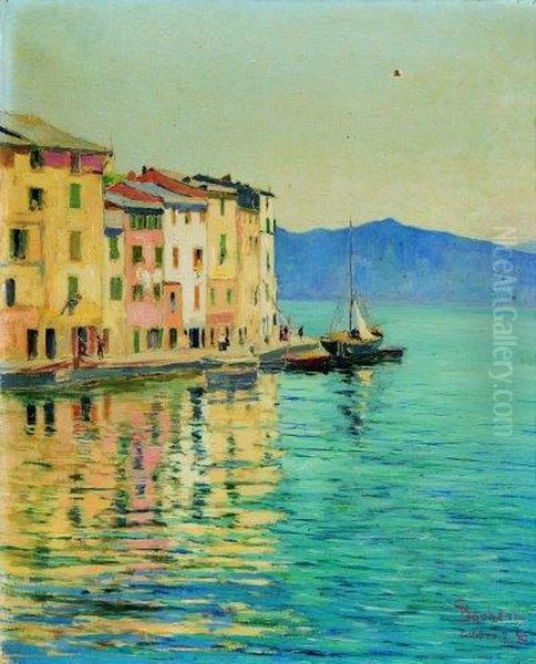 Portofino Oil Painting by Giuseppe Sacheri