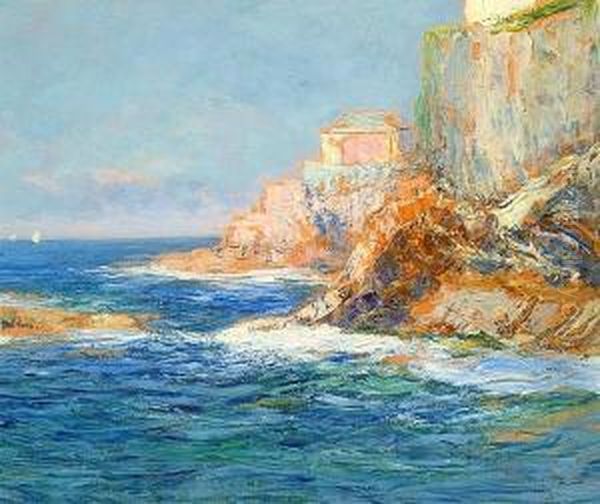 Rocky Coast. Oil Painting by Giuseppe Sacheri