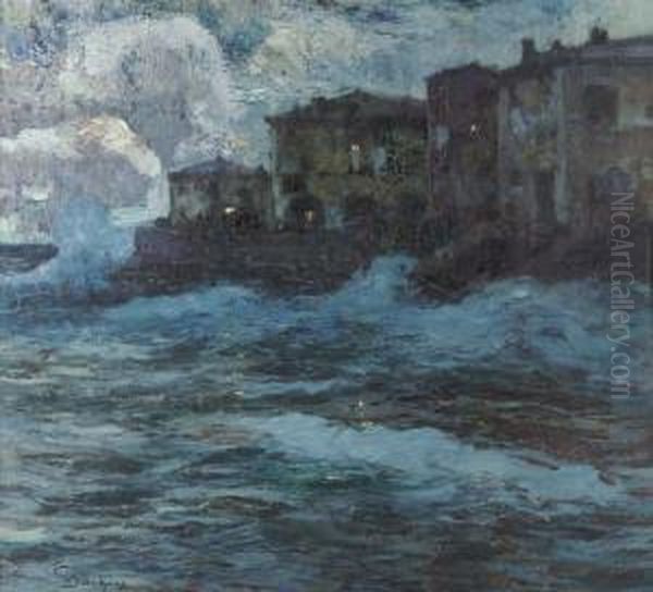 Case Di Pescatori Oil Painting by Giuseppe Sacheri