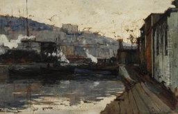 Il Porto 1896 Oil Painting by Giuseppe Sacheri