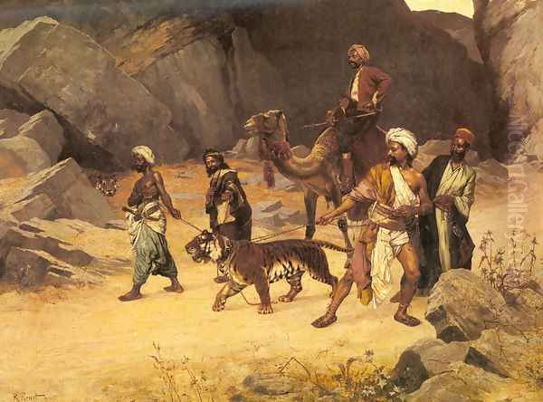 The Tiger Hunt Oil Painting by Rudolph Ernst