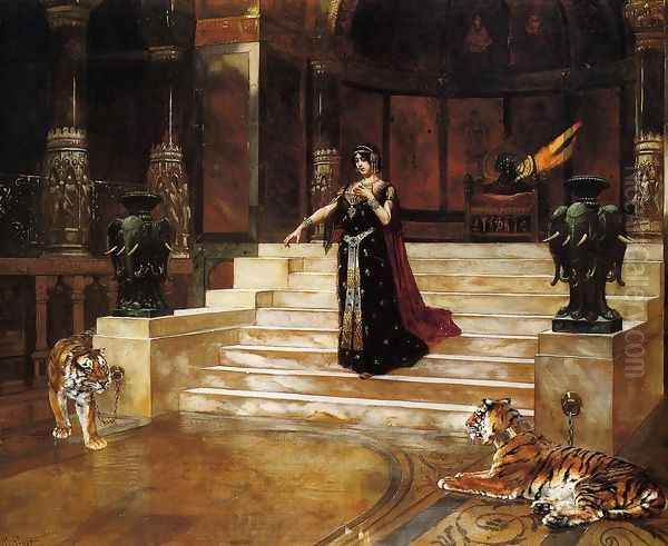 Salome And The Tigers Oil Painting by Rudolph Ernst