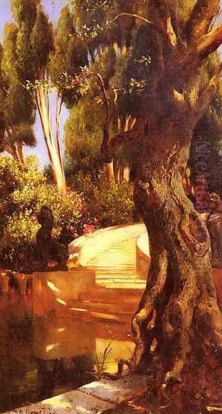 The Staircase Under The Trees Oil Painting by Rudolph Ernst