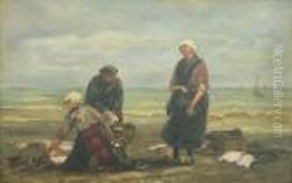 Preparing The Catch Oil Painting by Philippe Lodowyck Jacob Sadee