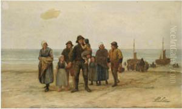 The Return Of The Fishermen Oil Painting by Philippe Lodowyck Jacob Sadee