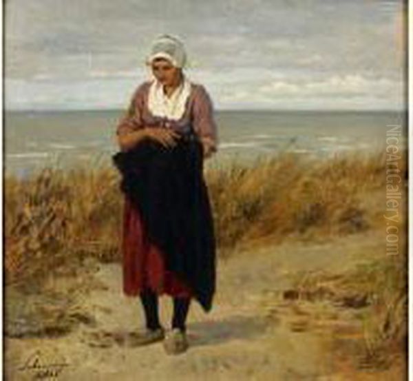 Femme Sur La Plage Oil Painting by Philippe Lodowyck Jacob Sadee