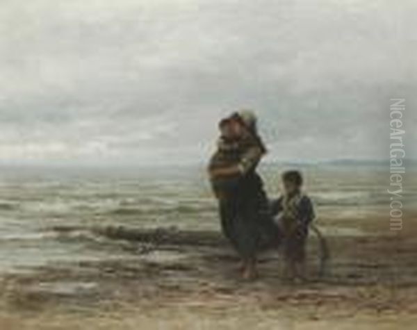 Looking Out To Sea Oil Painting by Philippe Lodowyck Jacob Sadee